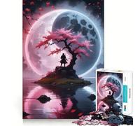 Puzzle de 1000 pièces Sakura Waterfall Yin Yang pour Adultes et Adolescents À Construire Lentement, à apprécier Découpe précise Pièce de Collection (38x26cm)