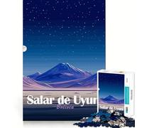 Puzzle de 1000 pièces Salar de Uyuni,Bolivie la Nuit Découpe précise Jeu Intelligent et Relaxant Décoration de Noël (38x52cm)