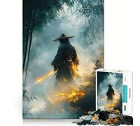 Puzzle de 1000 pièces Samouraï à l'épée Lumineuse dans Une forêt de bambous pour Adultes, Smart Reason Toy Home Enjoy Sharp Edge, pour Les fêtes de Fin d'année (38x26cm)