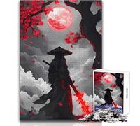 Puzzle de 1000 pièces - Samouraï à l'épée Rouge sous la Lune Calme - Un Jeu de précision idéal pour se détendre Dimensions 38x26cm
