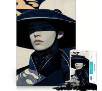 Puzzle de 1000 pièces Samouraï au Chapeau Noir pour Adolescents Un Jeu de réflexion Amusant et créatif (50x75cm)