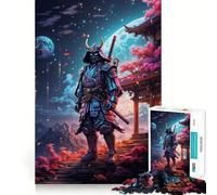 Puzzle de 1000 pièces Samouraï au Clair de Lune néon pour Adultes Un Jeu Stimulant pour Le Cerveau, Un Moment de Partage et d'expression Artistique, Un Cadeau élégant (38x52cm)