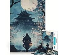 Puzzle de 1000 pièces Samouraï au Clair de Lune pour Adolescents Jeu de logique, Simple et Amusant, Bords Lisses, Cadeau élégant (38x26cm)