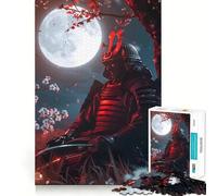 Puzzle de 1000 pièces Samouraï au Clair de Lune pour Adolescents, Jeu de réflexion apaisant, Cadeau de Noël de qualité (38x26cm)