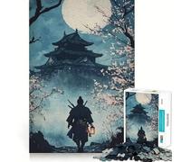 Puzzle de 1000 pièces Samouraï au Clair de Lune pour Adolescents, Jeu de réflexion apaisant, Cadeau de Noël de qualité (50x75cm)