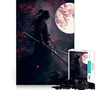 Puzzle de 1000 pièces Samouraï au Clair de Lune pour Adultes et Adolescents, Jouet Anti-Stress, pour Les fêtes (38x26cm)