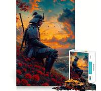 Puzzle de 1000 pièces Samouraï au Coucher du Soleil pour Adolescents, Jeu de réflexion et de détente, pour Les fêtes (50x75cm)
