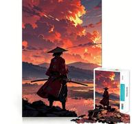 Puzzle de 1000 pièces Samouraï au Coucher du Soleil pour Adolescents renforce la mémoire, Divertissement paisible, qualité supérieure, (38x52cm)