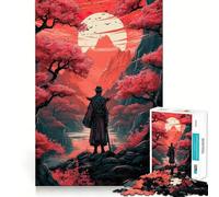 Puzzle de 1000 pièces Samouraï au Coucher du Soleil pour Adultes améliore la mémoire, Divertissement paisible, Bords Nets, pour Les fêtes (38x26cm)