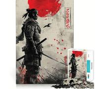 Puzzle de 1000 pièces Samouraï au Soleil Rouge pour Adultes, Puzzle Relaxant et apaisant, Image à Assembler, Cadeau de Noël (50x75cm)
