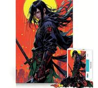 Puzzle de 1000 pièces Samouraï aux Yeux Rouges pour Adolescents, Jeu de réflexion et de Calme, Cadeau de Noël de qualité (38x52cm)