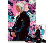 Puzzle de 1000 pièces Samouraï avec épée pour Adolescents, Jeu de réflexion apaisant, Cadeau de Noël de qualité supérieure (50x75cm)