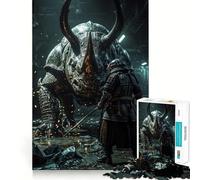 Puzzle de 1000 pièces Samouraï Contre la bête blindée pour Adultes améliore la mémoire, soulage l’anxiété, décoration Murale aux Bords Nets (38x52cm)