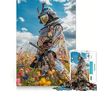 Puzzle de 1000 pièces Samouraï dans Un Champ de Fleurs pour Adolescents Jeu de réflexion et de création Collective Découpe Nette et précise Objet de Collection (50x75cm)