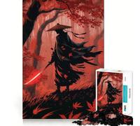 Puzzle de 1000 pièces Samouraï dans Une forêt d'automne avec Une épée Rouge pour Adolescents stimule la mémoire, se détend et s'amuse Découpe de qualité supérieure Cadeau élégant (38x52cm)