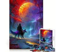 Puzzle de 1000 pièces Samouraï et Renard sous Une Lune géante pour Adultes améliore la mémoire, Divertissement paisible, pour Les fêtes (50x75cm)