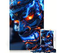 Puzzle de 1000 pièces Samouraï Lumineux néon pour Adultes et Adolescents, Stimulant cérébral, idéal pour Les Groupes de Partage, Bords précis, Cadeau élégant (38x52cm)