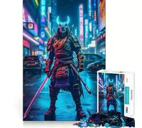 Puzzle de 1000 pièces Samouraï néon à Tokyo pour Adultes et Adolescents, Stimulant cérébral, idéal pour Les Groupes de Partage, Bords précis, Cadeau élégant (50x75cm)