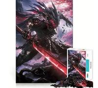 Puzzle de 1000 pièces Samouraï Nuit Noire,pièces à emboîter,Jeu de Concentration Amusant,Moments de détente,décoration de Noël (38x52cm)