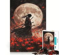 Puzzle de 1000 pièces Samouraï sous la Lune pour Adolescents, Jeu intellectuel, Moments en Famille, découpe de qualité, Cadeau Unique (38x26cm)