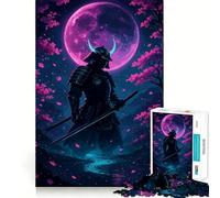 Puzzle de 1000 pièces Samouraï sous la Lune pour Adolescents stimule la mémoire, Loisirs à la Maison, Assemblage d'image, Joli Cadeau (38x26cm)