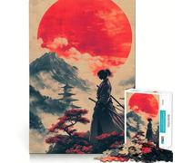 Puzzle de 1000 pièces Samouraï sous la Lune Rouge pour Adolescents, Jeu de logique Puissant, évasion apaisante, Bords Nets, Cadeau d'anniversaire (50x75cm)