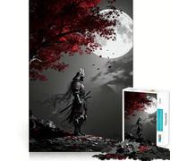 Puzzle de 1000 pièces Samouraï sous l'arbre au Clair de Lune pour Adultes et Adolescents, Jouet Anti-Stress, pour Les fêtes (50x75cm)
