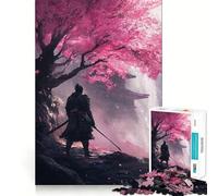 Puzzle de 1000 pièces Samouraï sous Les cerisiers en Fleurs pour Adolescents, Facile à Assembler et à découper, idéal pour Un Cadeau de Noël (38x52cm)