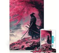 Puzzle de 1000 pièces Samouraï sous Les cerisiers en Fleurs pour Adultes, Jeu de réflexion et de détente, Design Original, à Assembler et à Collectionner (38x26cm)