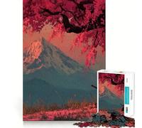 Puzzle de 1000 pièces Samouraï sous Un Cerisier en Fleurs avec Montagne pour Adolescents, Jeu de réflexion, Moment de détente, Cadeau Artistique de qualité supérieure (38x52cm)
