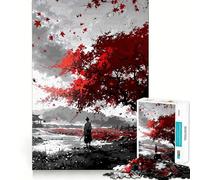 Puzzle de 1000 pièces Samouraï sous Un érable pour Adolescents améliore la mémoire, détend l’Esprit, Cadeau créatif aux Bords Nets (38x52cm)