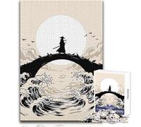 Puzzle de 1000 pièces Samouraï sur Un Pont avec la Lune Un Jeu d'éveil et de découverte, Un Cadeau Unique pour Les fêtes Dimensions 38x26 cm