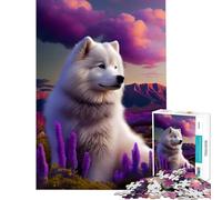 Puzzle de 1000 pièces Samoyède Nature Jeux Amusants Défi cérébral et intellectuel Jouet addictif Cadeau pour Femmes et Hommes mais Amusant et Humoristique (Dimensions 38x26cm)