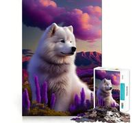 Puzzle de 1000 pièces Samoyède Nature pour Adultes Détente et Stimulation mentale Découpe Lisse Cadeau d'anniversaire (50x75cm)