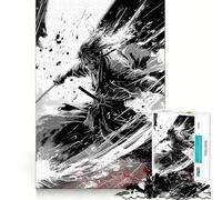 Puzzle de 1000 pièces Samurai Anime Ink Teenagers, Jouet de logique Stimulant, Divertissement d'intérieur, Bords de qualité supérieure, Cadeau mémorable (50x75cm)
