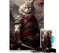 Puzzle de 1000 pièces Samurai Cat Japan pour Adultes, idéal pour développer sa mémoire et se détendre Design d'assemblage et Collection d'art (38x26cm)