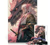 Puzzle de 1000 pièces Samurai et Dragon Anime pour Adolescents, Jeu de logique et de Train, Silencieux et Amusant, découpe Lisse, Joli Cadeau (38x52cm)