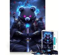 Puzzle de 1000 pièces Samurai Panda Guerrier Animal pour Adultes Stimule la mémoire, favorise la détente mentale, découpe Lisse, Cadeau d'anniversaire (38x52cm)
