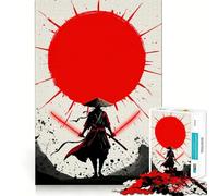 Puzzle de 1000 pièces Samurai Red Sun Swords pour Adultes Renforce la mémoire, soulage Le Stress, qualité supérieure, Cadeau d'anniversaire (50x75cm)
