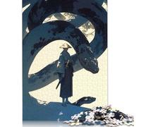 Puzzle de 1000 pièces Samurai The Serpents Coil - Puzzle carré pour adultes et en bois - Décoration d'intérieur - Puzzle 1000 pièces (75 x 50 cm)