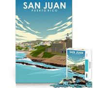 Puzzle de 1000 pièces San Juan,Porto Rico Affiche de Voyage Découpe précise Jeu Intelligent et Relaxant Décoration de Noël (38x52cm)