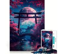 Puzzle de 1000 pièces Sanctuaire au Clair de Lune et Porte Torii pour Adolescents, idéal pour développer la mémoire et Jouer à l'intérieur Découpe Fine, Motif Père Noël et Ses vœux 38x52cm