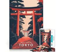 Puzzle de 1000 pièces Sanctuaire Meiji,Tokyo Pièces découpées avec précision Jeu de réflexion Moment de Calme et de Divertissement Décoration de Noël (38x52cm)
