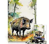 Puzzle de 1000 pièces Sanglier à l'aquarelle pour Adolescents, Sharp Recall, Serene Escape, Uniform Cut, Perfect Christmas (50x75cm)