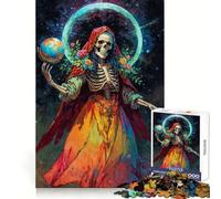 Puzzle de 1000 pièces Santa Muerte avec Globe et Fleurs, idéal pour Adolescents, Jeu de logique, Jeu de Groupe, découpe de précision, Cadeau attentionné (50x75cm)