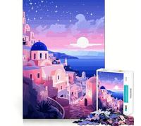 Puzzle de 1000 pièces Santorin, Art de Voyage Grec, découpe précise, Jeu Amusant et Stimulant pour l'esprit, Jeu de détente, Cadeau d'anniversaire (38x52cm)