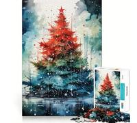 Puzzle de 1000 pièces Sapin de Noël Aquarelle pour Adolescents Activité ludique et stimulante pour Les méninges Taille Uniforme Pièces précises Relaxante Activité de Groupe en intérieur (50x75cm)