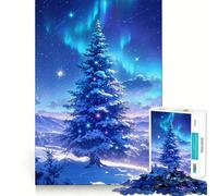 Puzzle de 1000 pièces Sapin de Noël Aurores Boréales pour Adolescents Jeu intellectuel Qualité et Design pour Toute la Famille (50x75cm)