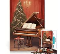 Puzzle de 1000 pièces Sapin de Noël et Piano pour Adultes Jouet Intelligent et ludique Bords Nets Article de Noël Vœux du Père Noël (50x75cm)