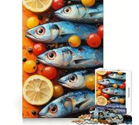 Puzzle de 1000 pièces Sardines au Citron et aux tomates pour Adolescents, Jeu de réflexion apaisant, Cadeau de Noël de qualité supérieure (50x75cm)